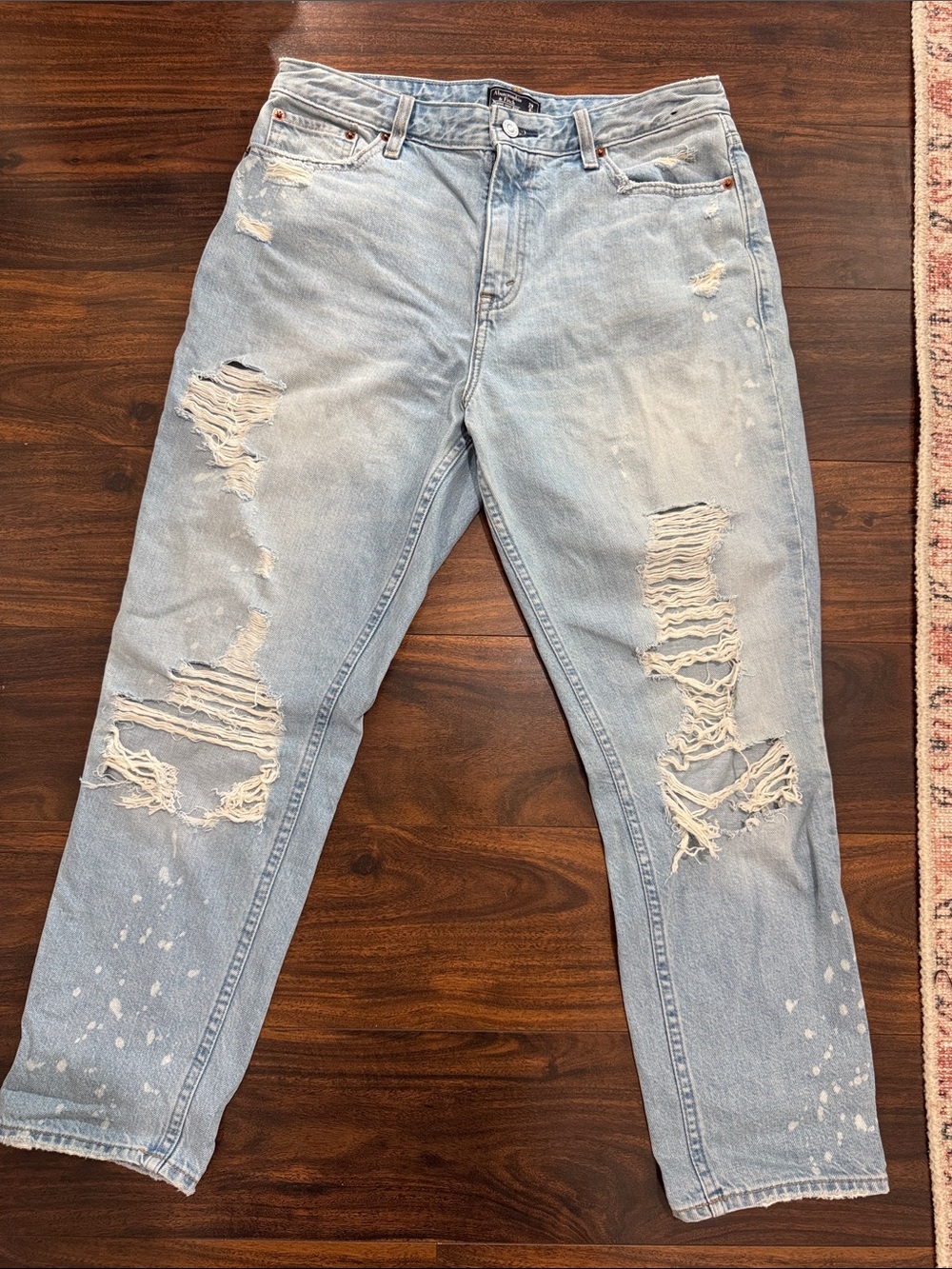 Abercrombie & Fitch Light Blue High Rise Distressed Jeans